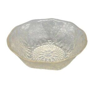 vintage glass floral clear serving bowl serving ripped 7x2.5" READ